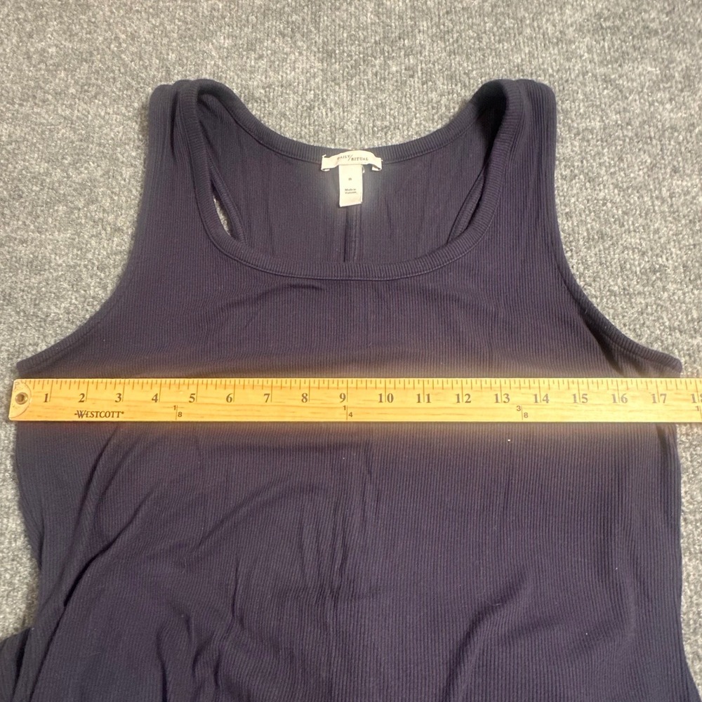 Daily Ritual Long Ribbed Racerback Tank Maxi Dress Medium Dark Blue - Picture 4 of 6